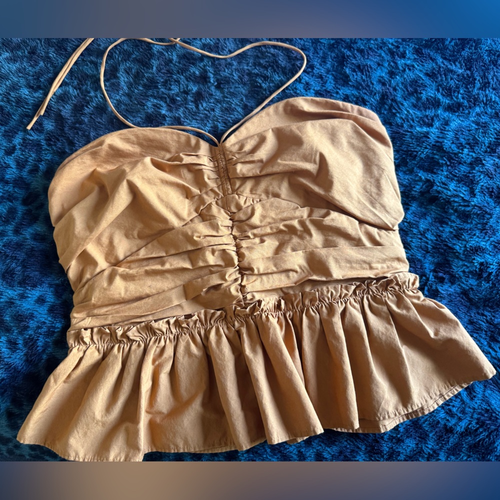 Express Tan Smocked Top